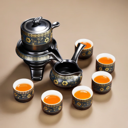 煌山懒人泡茶器轻奢茶杯石磨泡茶壶茶具套装大气高档家用陶瓷高端