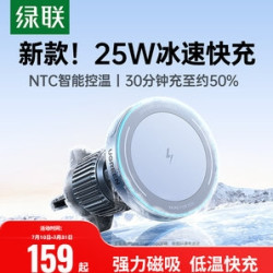 绿联 25W车载磁吸无线充电器手机支架2026新款超级快充汽车出风口