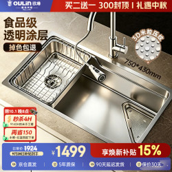 欧琳 SUS304不锈钢 集渣米粒压纹 大单槽 厨房水槽