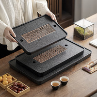 仿乌金石茶盘家用茶具茶台储水排水式干泡台轻奢现代托盘实木泡茶