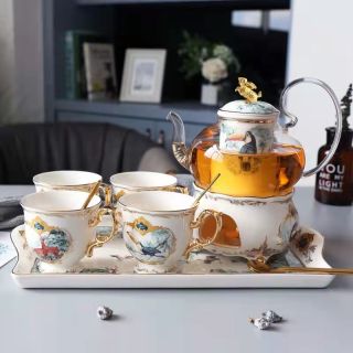 诺轩 欧式花茶下午茶花草茶具陶瓷花茶壶套装结婚礼物礼品