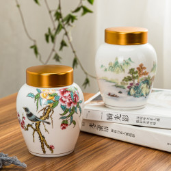 羊脂玉瓷高档茶叶罐罐子高端便携储茶罐储物罐陶瓷密封罐存储器罐