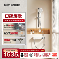 科勒 恒温仿生驭水双出水花洒淋浴套装 36024T 月光白 配移动滑杆