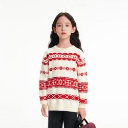 巴拉巴拉 纯棉中大儿童毛衣男童女童针织衫春秋冬季款新年服校服内搭神器