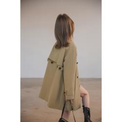 小谷粒 双排扣风衣外套女小个子2026春秋不易皱高品质简约中长款秋装