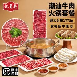 忆角巷 潮汕牛肉火锅组合套餐原切雪花吊龙牛肉卷片牛肉丸火锅食材