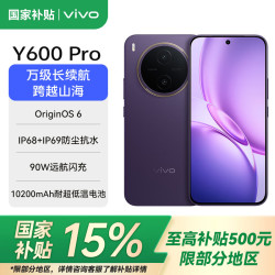 vivo Y600 Pro 10200mAh耐超低温蓝海电池 耐久抗摔防水 寰宇增强通信3.0 AI手机 星曜紫 8GB+256GB 官方标配