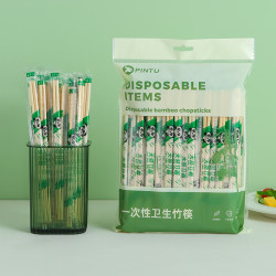 喜润家 一次性连体竹筷子100双独立包装加粗野餐露营打包外卖餐具用品