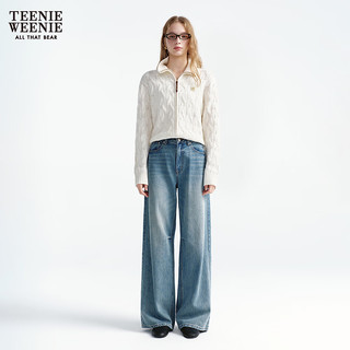 TEENIE WEENIE 复古水洗高腰阔腿牛仔裤 中蓝色 S