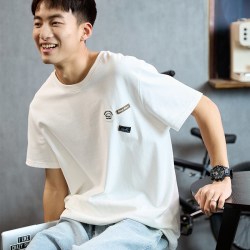唐狮 新款夏季短袖t恤纯棉男衣服半袖宽松打底衫上衣纯色潮牌t