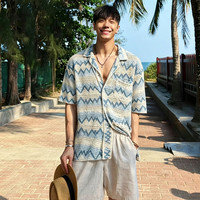 美式复古夏威夷短袖衬衫男女夏季海边度假穿搭宽松休闲百搭衬衣潮