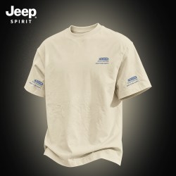 JEEP SPIRIT Jeep吉普男士短袖t恤夏季日系基础款百搭半袖纯棉圆领设计感上衣