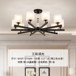 雷士 吊灯客厅灯 轻奢美式吊灯【达拉斯10头】防尘盖+7W光源