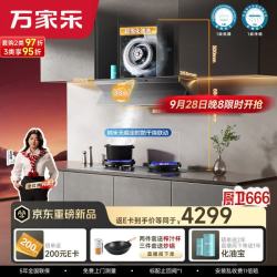 万家乐 33m³大吸力70%高热效率双边定时防干烧烟灶联动套装天然气