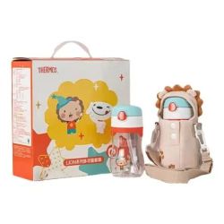 THERMOS 膳魔师 儿童吸管保温杯＋Trritan水杯 小狮子双杯礼盒 316ml 附赠超萌杯套
