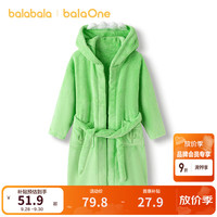 巴拉巴拉 balaOne儿童浴巾男女童宝宝卡通连帽浴袍牛奶绒居家舒适 绿色调00444 110cm