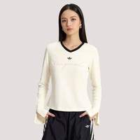 阿迪达斯 滔搏adidas阿迪达斯三叶草女子针织V领运动休闲长袖T恤KS2382