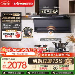 万和 顶侧双吸抽排家用29风量5.2KW燃气灶具V9Pro+B9L50(天然气)