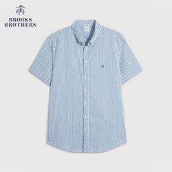 Brooks Brothers 男士条纹休闲短袖衬衫