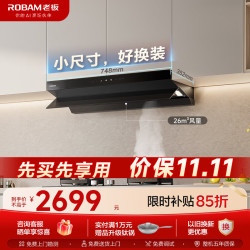 老板（Robam）油烟机小尺寸大吸力26风量1100Pa静压大吸力顶侧一体抽