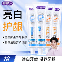 舒客 专效美白护龈牙膏 亮白去渍去口臭4支共480g混合味新旧随机发
