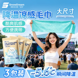 SnowDream 凉感毛巾3条独立装湿巾一次性 湿纸巾提神湿巾降温止汗户外