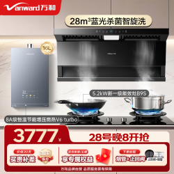 万和 28m³家用大吸力WL877+B9S+16升热水器V6 Turbo天然气