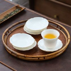 德化白瓷干泡杯垫防烫杯托隔热垫小杯托陶瓷茶杯垫家用茶道配件