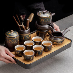 懒人自动功夫茶具家用泡茶壶石磨陶瓷冲茶神器喝茶茶杯茶盘高档