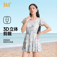 361° 泳衣女士遮肚显瘦保守连体妈妈款 青调象韵 M 建议身高155-160cm/体重85-95斤