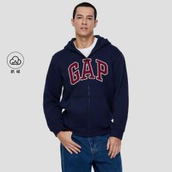 Gap 男女装春款LOGO抓绒宽松连帽拉链卫衣休闲上衣786376