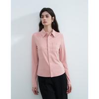 哥弟GIRDEAR 莫代尔/绵羊毛 高智静奢尖领长袖衬衫 直筒显瘦 女装春秋
