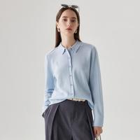 兆君 100%羊毛衫撞色纽扣针织开衫女秋冬文艺女式外套