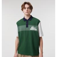 LACOSTE 法国鳄鱼男士学院风复古拼色短袖POLO衫潮流舒适纯棉休闲上衣