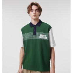 LACOSTE 法国鳄鱼男士学院风复古拼色短袖POLO衫潮流舒适纯棉休闲上衣
