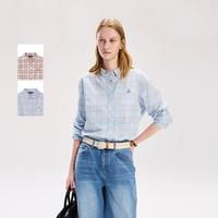 TEENIE WEENIE 小熊女装衬衫2026年春秋季新款学院风青春活力彩色格纹衬衣