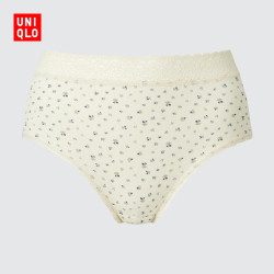 优衣库 棉质短裤/高腰三角女装内裤487032 01 乳白色(此商品不支持七天无理由退换货) M