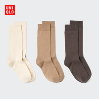 优衣库 袜子/3双装女装26春夏新款485207 488959 488959/30浅米色 M /L/24～26 cm
