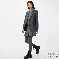 优衣库 HEATTECH混纺紧身裤10分女装6%羊绒保暖内衣秋裤487201 07 青灰色 M