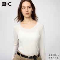 优衣库 HEATTECH混纺U领T恤/长袖女装合作款/保暖内衣9%羊绒485828 30 浅米色 S