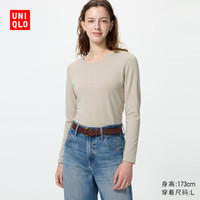 优衣库 HEATTECH ULTRA WARM圆领T恤/长袖女装保暖内衣秋衣485843 32 深米色 L