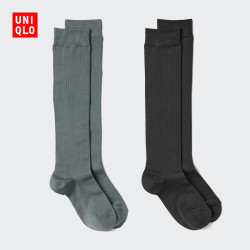 优衣库 高筒袜/2双装女装/袜子488958 08 深灰色 S /M/23~25 cm