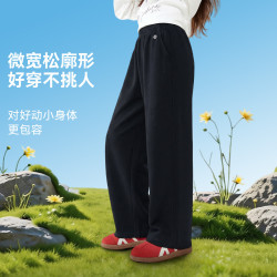 安奈儿 儿童微宽松直筒裤夏款亲肤柔软干爽运动休闲裤 米白 160