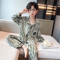彩花象2025新款儿童睡衣春秋季男童长袖仿棉男孩青少年大童松弛感家居服 HCB2981 165