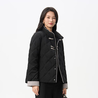 千仞岗 新中式立领盘扣轻薄羽绒服女 黑色 55