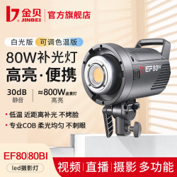 金贝 EF80/80BI双色温直播补光灯80WLED常亮灯主播视频柔光灯美颜发丝灯直播间室内打光灯套装 【白光】EF-80+灯架