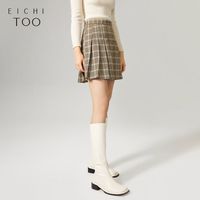 百亿补贴：爱居兔 半身裙女春季新款韩版撞色格子压褶裙摆时尚短裙裙子女