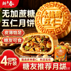 鲜丰春 惟半源五仁月饼（4斤）木糖醇无糖精正宗广式月饼糕点心早餐送礼团购4斤
