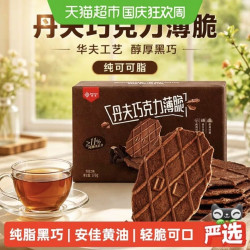 丹夫 华夫饼干巧克力薄脆176g低糖低脂欧洲风味纤薄酥脆早餐零食