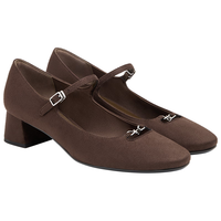 CHARLES & KEITH CK1-60920443 复古圆头低跟链条玛丽珍鞋 深棕色 40